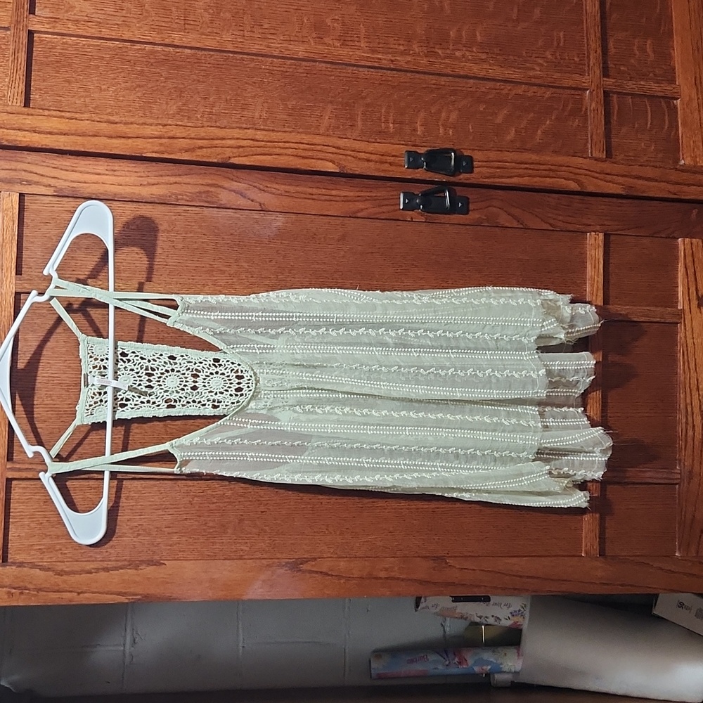 Free People Light Green Lace Tunic